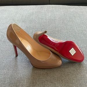 !!BRAND NEW!! Christian Louboutin Patent Platform Simple Pump 120mm in Nude